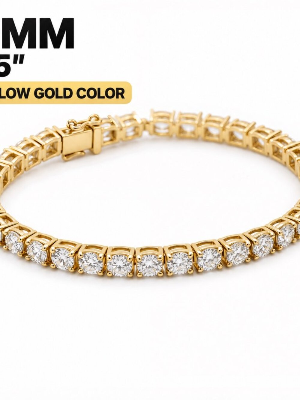 LEKANI 5mm Moissanite Tennis Bracelet S925 Gold 8.5 in